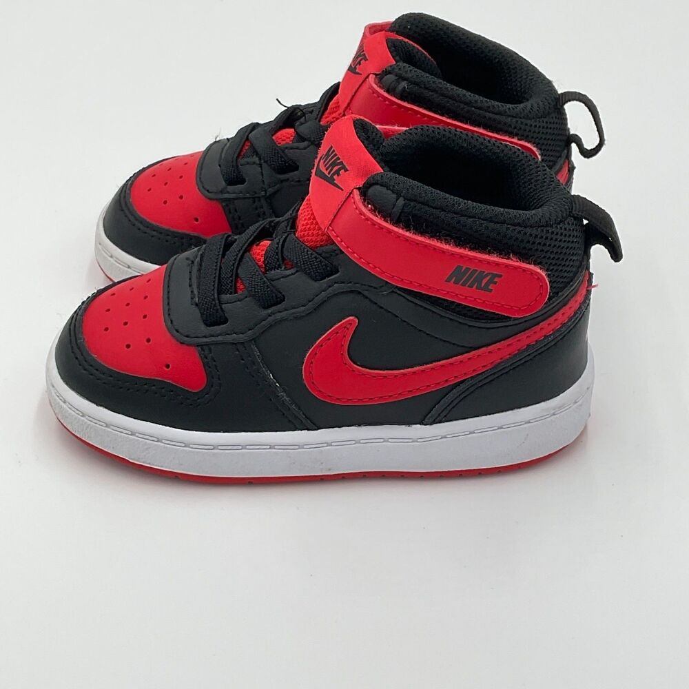 Nike Court Borough Mid 2 Toddler Size 7C‎ Red Black White Shoes Kids CD7784-003